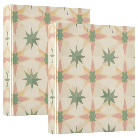 FORMRS 3 Ring Binder with Pockets 1.5" D-Rings Clip Board 200 Sheets Capacity, Pastel Beige Geometric
