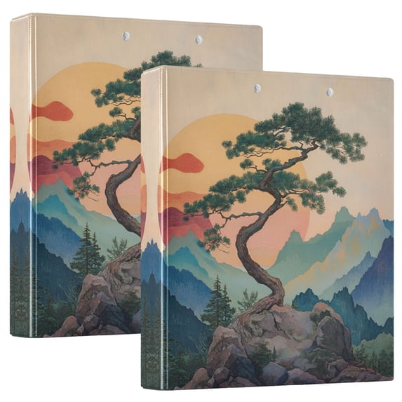 FORMRS 3 Ring Binder with Pockets 1.5" D-Rings Clip Board 200 Sheets Capacity, Pine Tree at Dawn