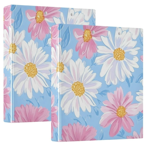 FORMRS 3 Ring Binder 1.5 inch with Pockets Clip Board 200 Sheets Capacity, Pink Daisy