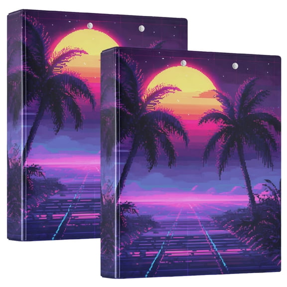 FORMRS 3 Ring Binder 1.5 inch with Pockets Clip Board 200 Sheets Capacity, Pink Digital Art