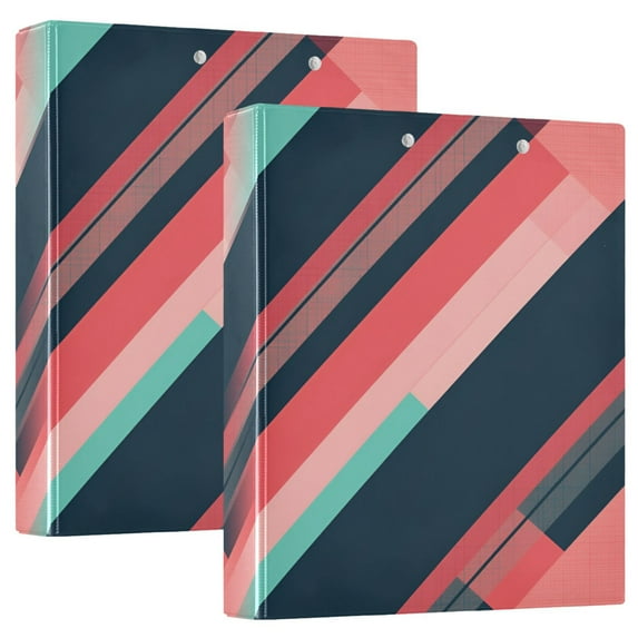 FORMRS 3 Ring Binder 1.5 inch with Pockets Clip Board 200 Sheets Capacity, Pink Geometric