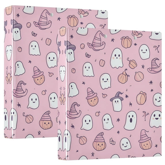 FORMRS 3 Ring Binder 1.5 inch with Pockets Clip Board 200 Sheets Capacity, Pink Halloween