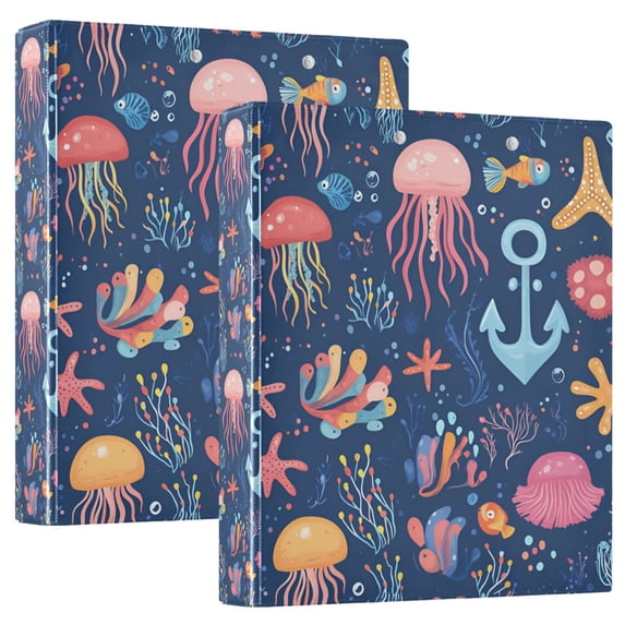 FORMRS 3 Ring Binder with Pockets 1.5" D-Rings Clip Board 200 Sheets Capacity, Pink Jellyfish