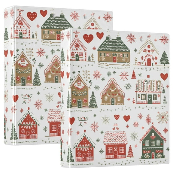 FORMRS 3 Ring Binder 1.5 inch with Pockets Clip Board 200 Sheets Capacity, Red Nordic Christmas House