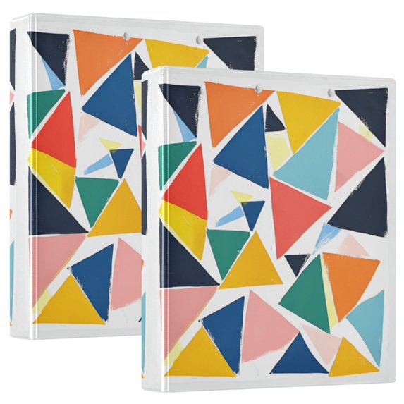 FORMRS 3 Ring Binder with Pockets 1.5" D-Rings Clip Board 200 Sheets Capacity, Red Triangles