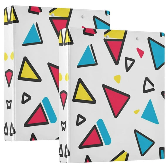 FORMRS 3 Ring Binder 1.5 inch with Pockets Clip Board 200 Sheets Capacity, Red Triangles