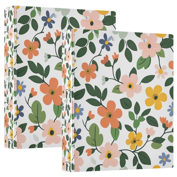FORMRS 3 Ring Binder with Pockets 1.5" D-Rings Clip Board 200 Sheets Capacity, Retro Colorful Flowers