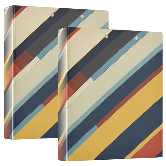 FORMRS 3 Ring Binder 1.5 inch with Pockets Clip Board 200 Sheets Capacity, Retro Colorful Stripes
