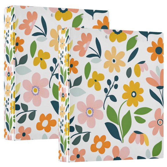 FORMRS 3 Ring Binder 1.5 inch with Pockets Clip Board 200 Sheets Capacity, Retro Yellow Floral