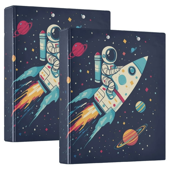 FORMRS 3 Ring Binder 1.5 inch with Pockets Clip Board 200 Sheets Capacity, Rocket Pattern