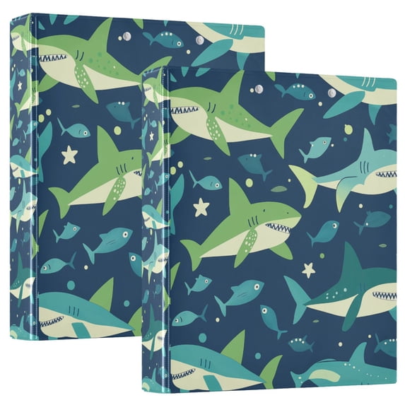 FORMRS 3 Ring Binder with Pockets 1.5" D-Rings Clip Board 200 Sheets Capacity, Sharks Pattern