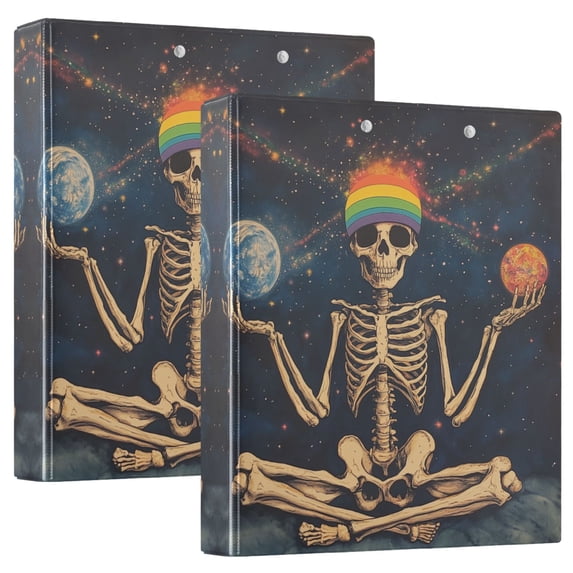 FORMRS 3 Ring Binder with Pockets 1.5" D-Rings Clip Board 200 Sheets Capacity, Skeleton with Rainbow