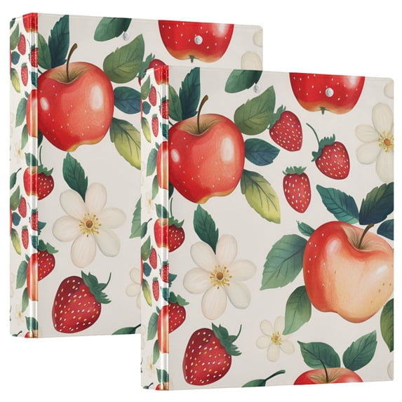 FORMRS 3 Ring Binder 1.5 inch with Pockets Clip Board 200 Sheets Capacity, Strawberry Pattern