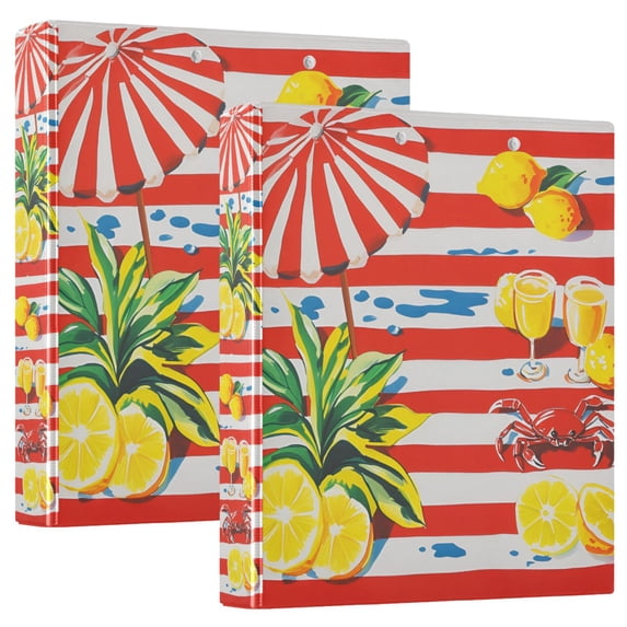FORMRS 3 Ring Binder with Pockets 1.5" D-Rings Clip Board 200 Sheets Capacity, Striped Lemon