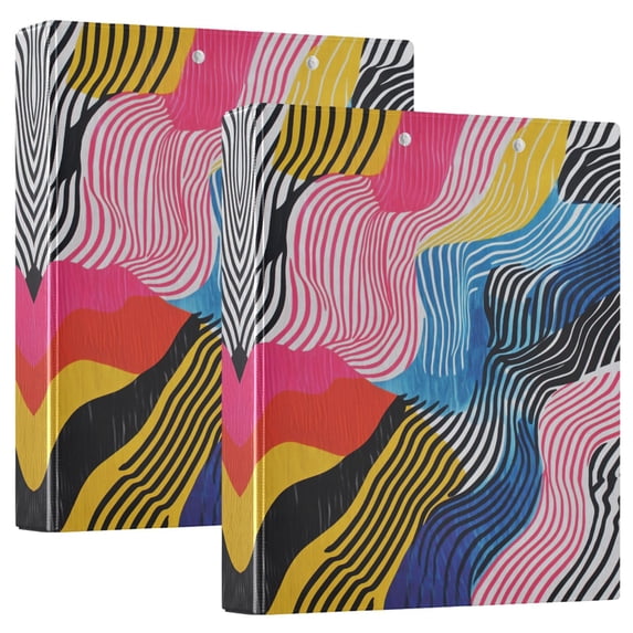 FORMRS 3 Ring Binder with Pockets 1.5" D-Rings Clip Board 200 Sheets Capacity, Stripes Pattern