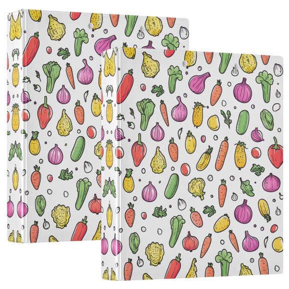 FORMRS 3 Ring Binder with Pockets 1.5" D-Rings Clip Board 200 Sheets Capacity, Various Vegetables Pattern