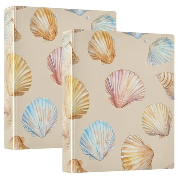 FORMRS 3 Ring Binder 1.5 inch with Pockets Clip Board 200 Sheets Capacity, Watercolor Seashell
