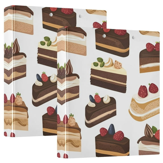 FORMRS 3 Ring Binder 1.5 inch with Pockets Clip Board 200 Sheets Capacity, White Cakes Pattern