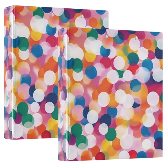 FORMRS 3 Ring Binder with Pockets 1.5" D-Rings Clip Board 200 Sheets Capacity, White Colorful Circles