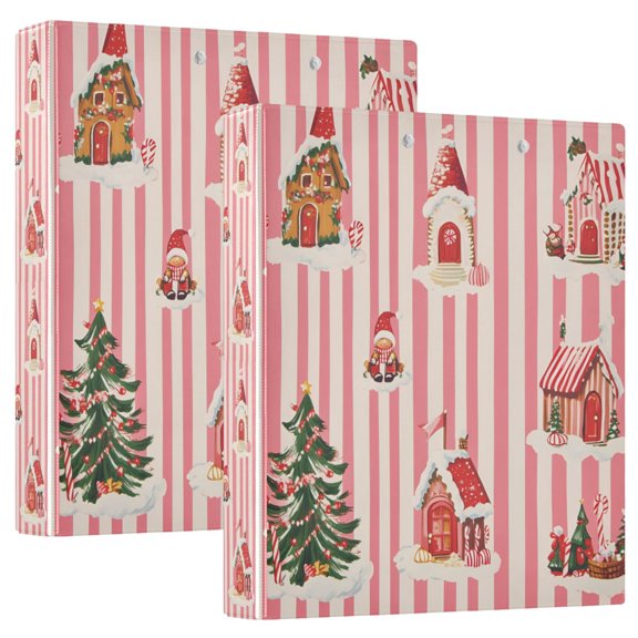 FORMRS 3 Ring Binder 1.5 inch with Pockets Clip Board 200 Sheets Capacity, White Gingerbread Houses