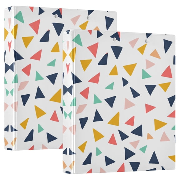 FORMRS 3 Ring Binder with Pockets 1.5" D-Rings Clip Board 200 Sheets Capacity, White Minimalist Triangles