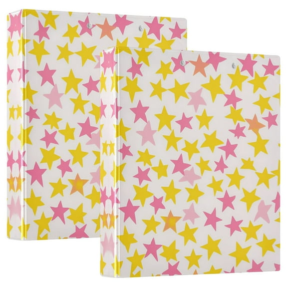 FORMRS 3 Ring Binder 1.5 inch with Pockets Clip Board 200 Sheets Capacity, White Stars Pattern