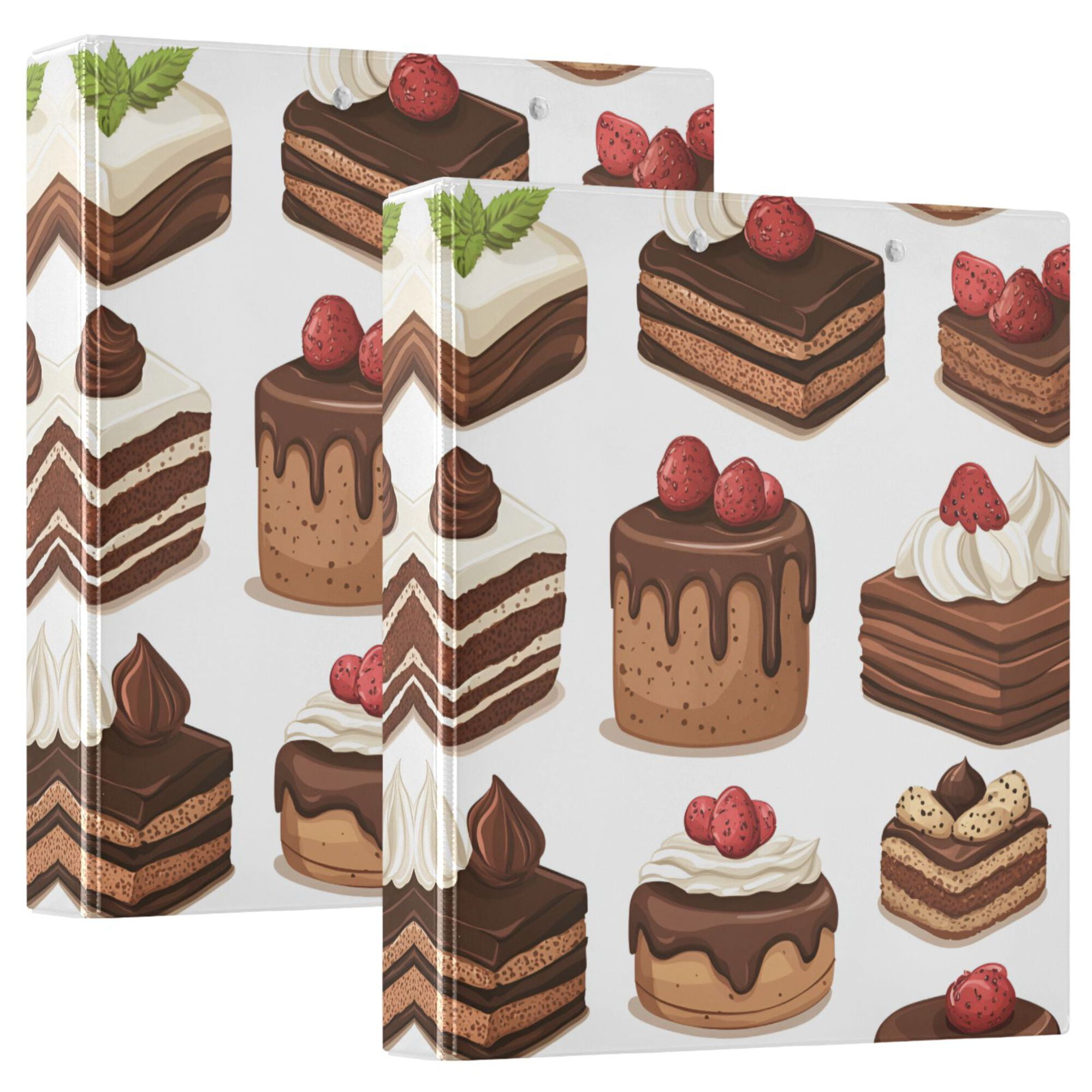 FORMRS 3 Ring Binder with Pockets 1.5" D-Rings Clip Board 200 Sheets Capacity, White Sweet Cakes