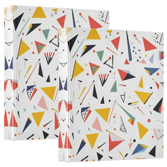 FORMRS 3 Ring Binder 1.5 inch with Pockets Clip Board 200 Sheets Capacity, White Triangles