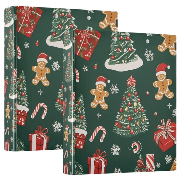 FORMRS 3 Ring Binder 1.5 inch with Pockets Clip Board 200 Sheets Capacity, Yellow Christmas Gingerbread