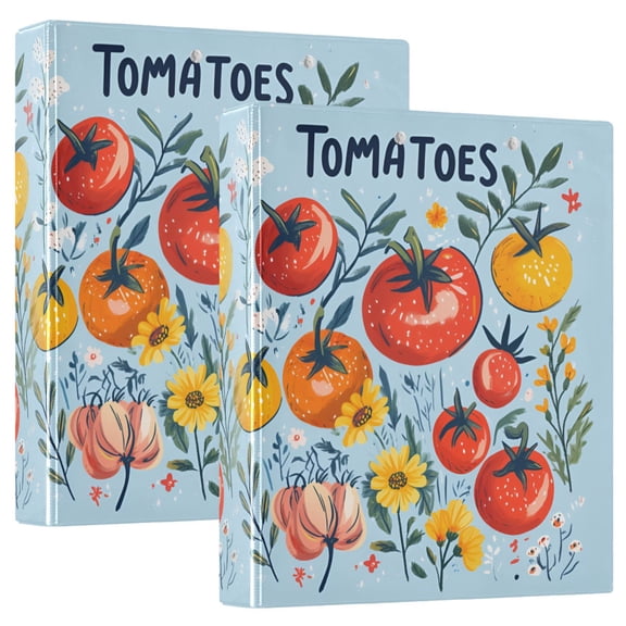 FORMRS 3 Ring Binder 1.5 inch with Pockets Clip Board 200 Sheets Capacity, Yellow Floral Tomatoes