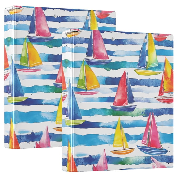 FORMRS 3 Ring Binder 1.5 inch with Pockets Clip Board 200 Sheets Capacity, Yellow Hand Drawn Sailboats