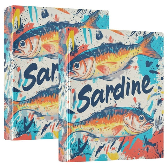 FORMRS 3 Ring Binder with Pockets 1.5" D-Rings Clip Board 200 Sheets Capacity, Yellow Sardines Pattern