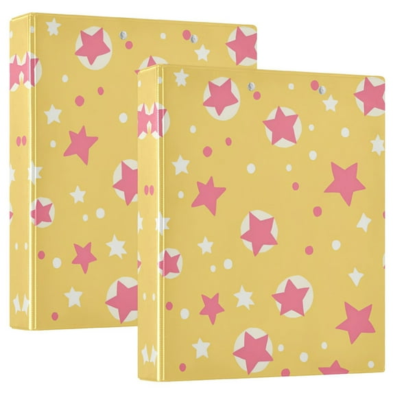 FORMRS 3 Ring Binder 1.5 inch with Pockets Clip Board 200 Sheets Capacity, Yellow Stars
