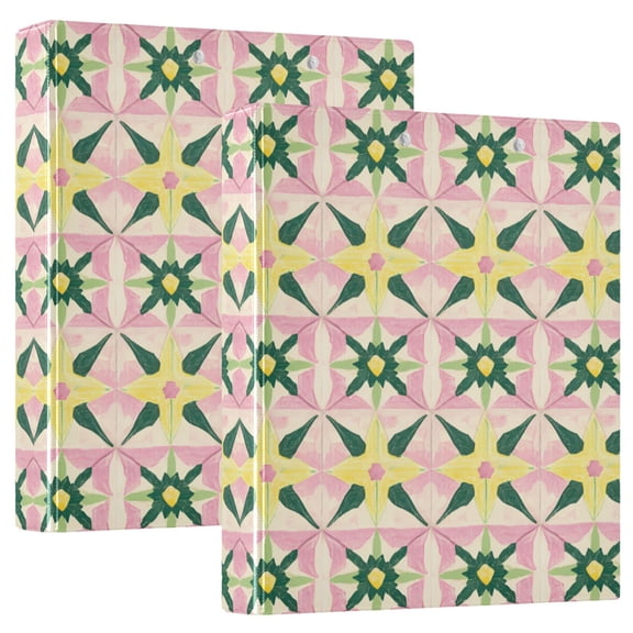 FORMRS 3 Ring Binder with Pockets 1.5" D-Rings Clip Board 200 Sheets Capacity, Yellow Symmetrical Stars