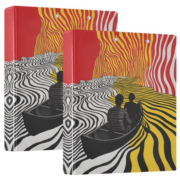 FORMRS 3 Ring Binder 1.5 inch with Pockets Set of 2 Clip Board 200 Sheets Capacity, Abstract Boat