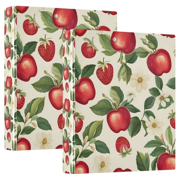 FORMRS 3 Ring Binder 1.5 inch with Pockets Set of 2 Clip Board 200 Sheets Capacity, Apple Leaves Pattern