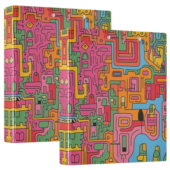 FORMRS 3 Ring Binder 1.5 inch with Pockets Set of 2 Clip Board 200 Sheets Capacity, Art City