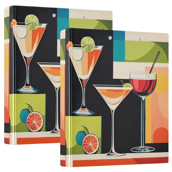 FORMRS 3 Ring Binder 1.5 inch with Pockets Set of 2 Clip Board 200 Sheets Capacity, Art Cocktails