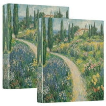 FORMRS 3 Ring Binder 1.5 inch with Pockets Set of 2 Clip Board 200 Sheets Capacity, Art Garden Scene