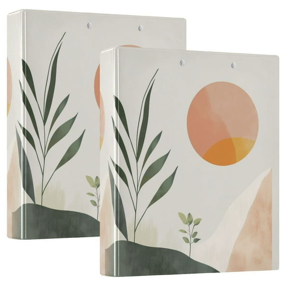 FORMRS 3 Ring Binder 1.5 inch with Pockets Set of 2 Clip Board 200 Sheets Capacity, Art Plant