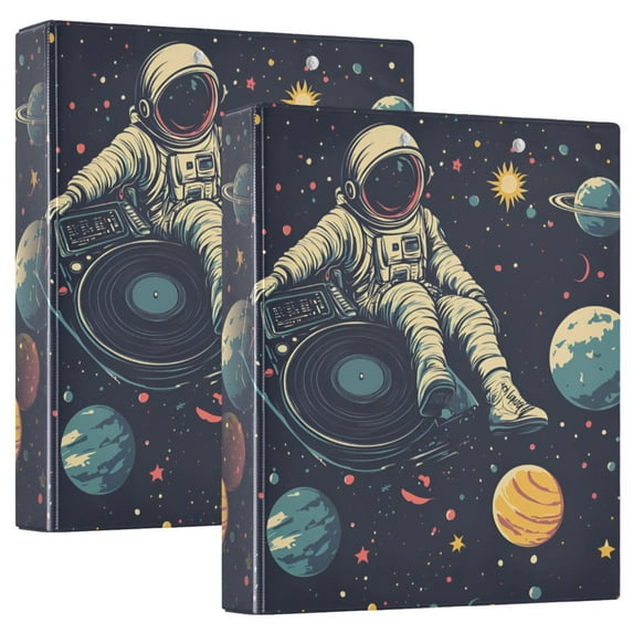 FORMRS 3 Ring Binder 1.5 inch with Pockets Set of 2 Clip Board 200 Sheets Capacity, Astronaut Space