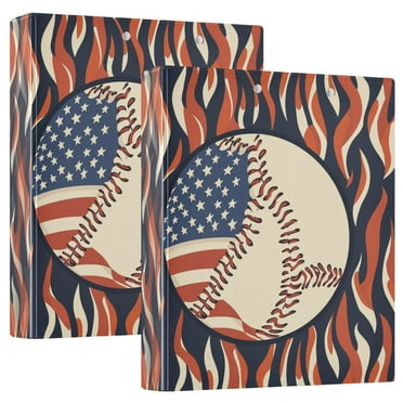 FORMRS 3 Ring Binder 1.5 inch with Pockets Set of 2 Clip Board 200 Sheets Capacity, Baseball Pattern