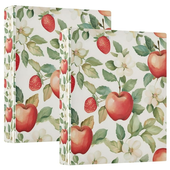 FORMRS 3 Ring Binder 1.5 inch with Pockets Set of 2 Clip Board 200 Sheets Capacity, Beige Apple Pattern