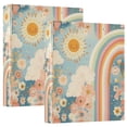 thumbnail image 1 of FORMRS 3 Ring Binder 1.5 inch with Pockets Set of 2 Clip Board 200 Sheets Capacity, Beige Rainbow Clouds, 1 of 8