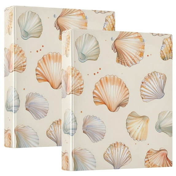 FORMRS 3 Ring Binder 1.5 inch with Pockets Set of 2 Clip Board 200 Sheets Capacity, Beige Seashell