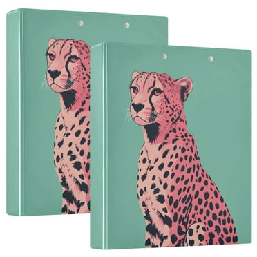 FORMRS 3 Ring Binder 1.5 inch with Pockets Set of 2 Clip Board 200 Sheets Capacity, Big Pink Cheetah