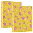 thumbnail image 1 of FORMRS 3 Ring Binder 1.5 inch with Pockets Set of 2 Clip Board 200 Sheets Capacity, Big Pink Stars Pattern, 1 of 8