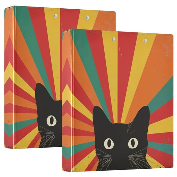 FORMRS 3 Ring Binder 1.5 inch with Pockets Set of 2 Clip Board 200 Sheets Capacity, Black Cat