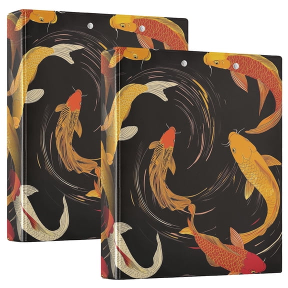 FORMRS 3 Ring Binder 1.5 inch with Pockets Set of 2 Clip Board 200 Sheets Capacity, Black Fish Pattern