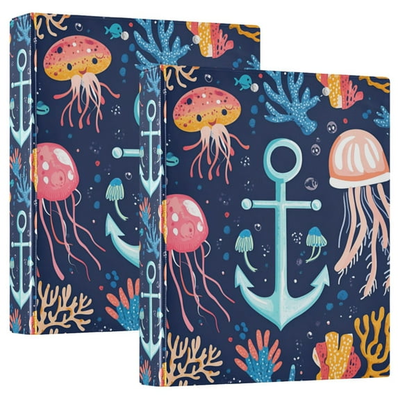 FORMRS 3 Ring Binder 1.5 inch with Pockets Set of 2 Clip Board 200 Sheets Capacity, Blue Anchor